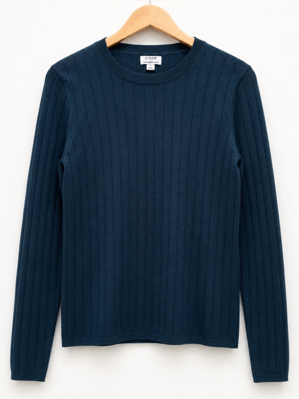 J.Crew Merino Wool Ribbed Sweater Pullover Green Crew Neck Women's Large